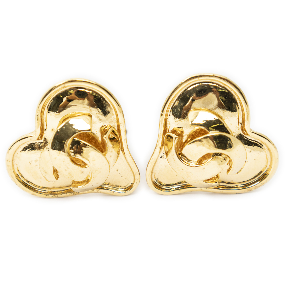 Chanel CC Heart Clip On Earrings